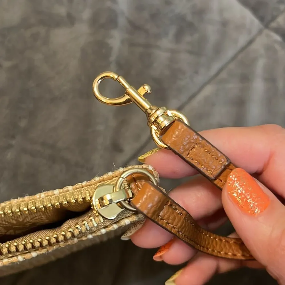 Anne Klein Braided Jute Wristlet Wallet Make-up Pouch Bag